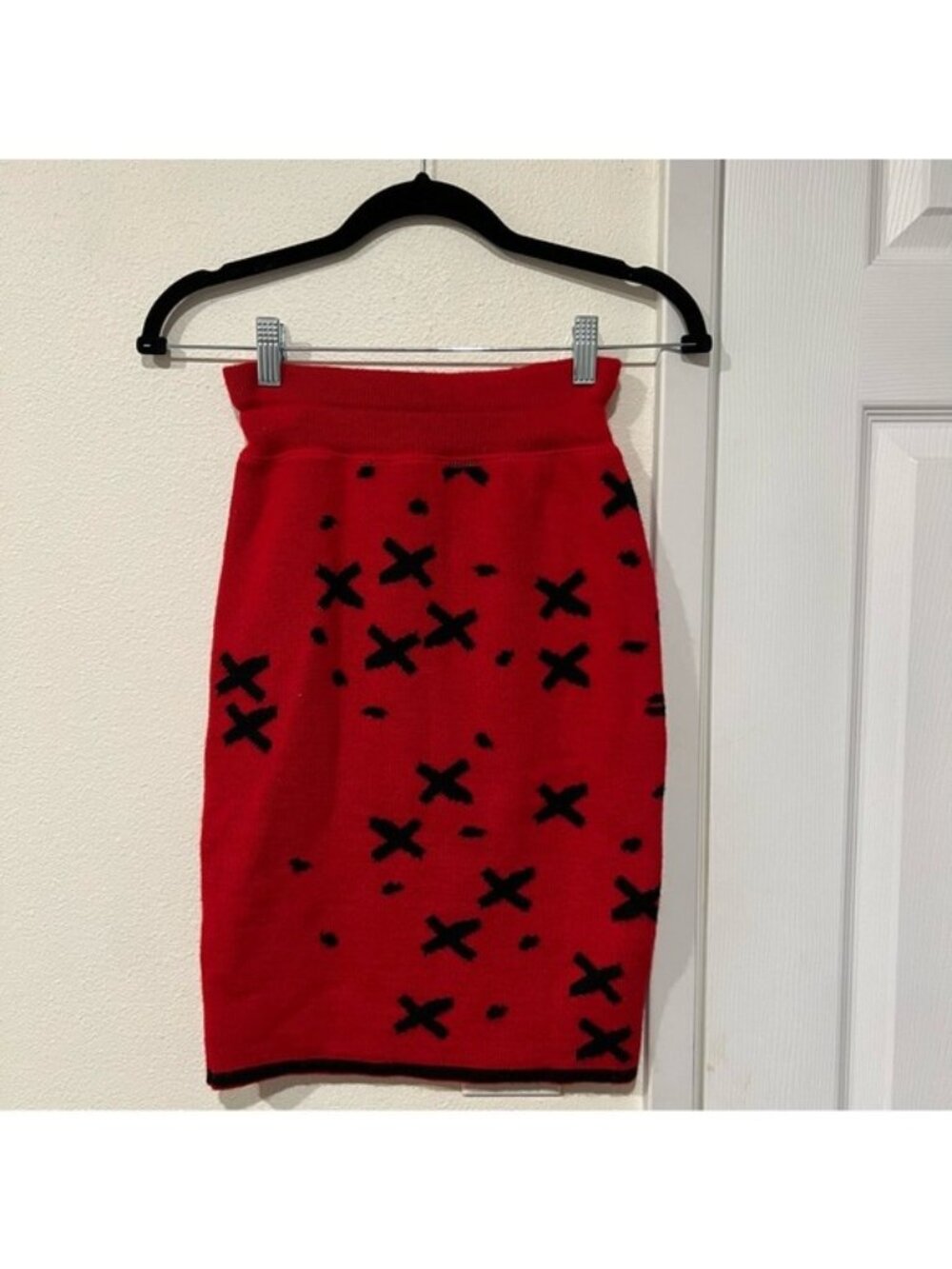 Vintage Kookai Soft Wool Red Pencil Skirt Size Small